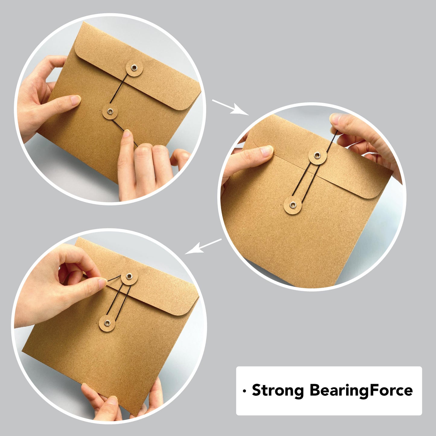 Desecraft 250gsm 30Pcs 6"x6" Square Small Kraft Paper Business Cute Vintage Envelopes Button and String Tie Closure Clasp