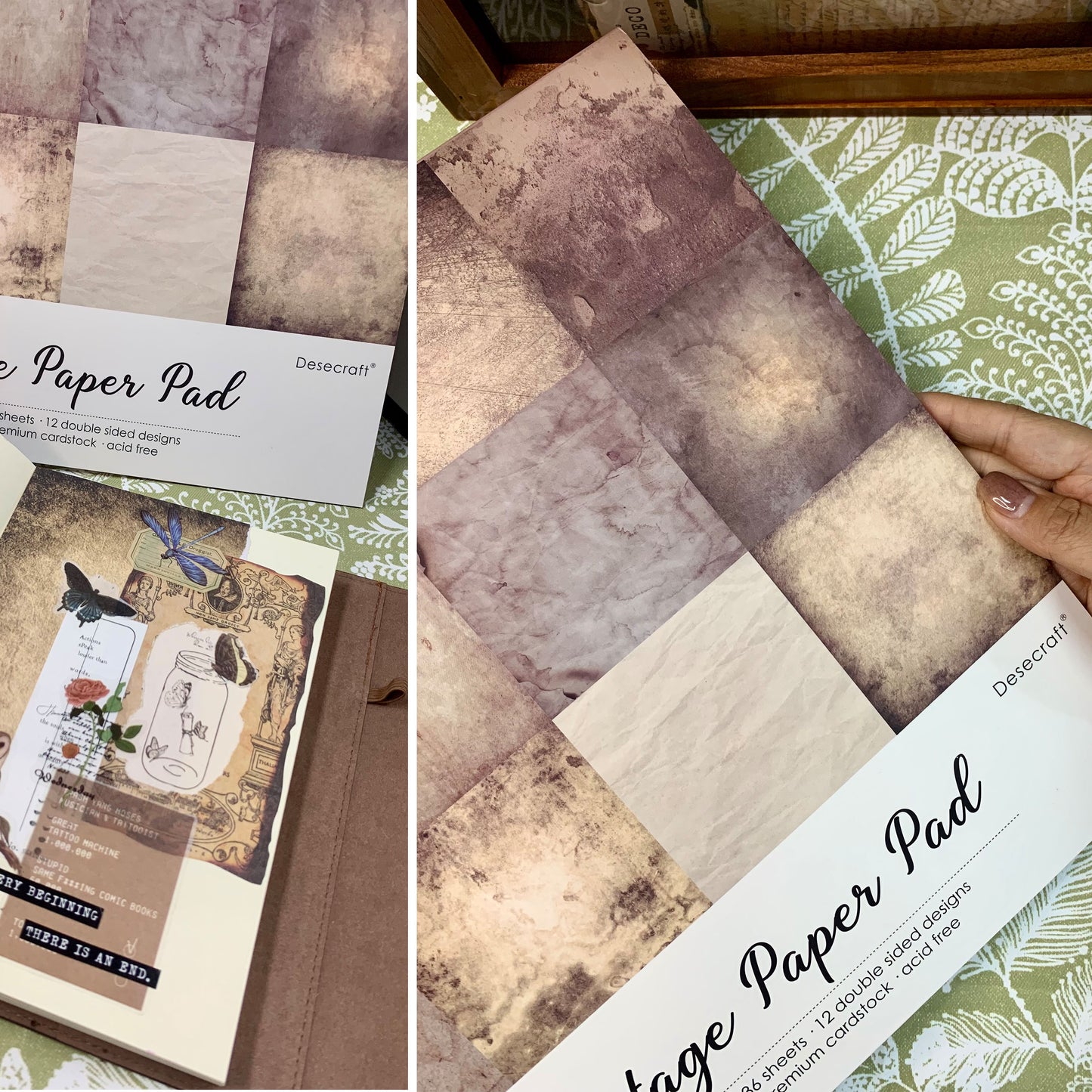 Desecraft Vintage 12x12 in Double Sided Paper Pad Pack Scrapbook Cardstock Decorative Paper - 36 Sheets