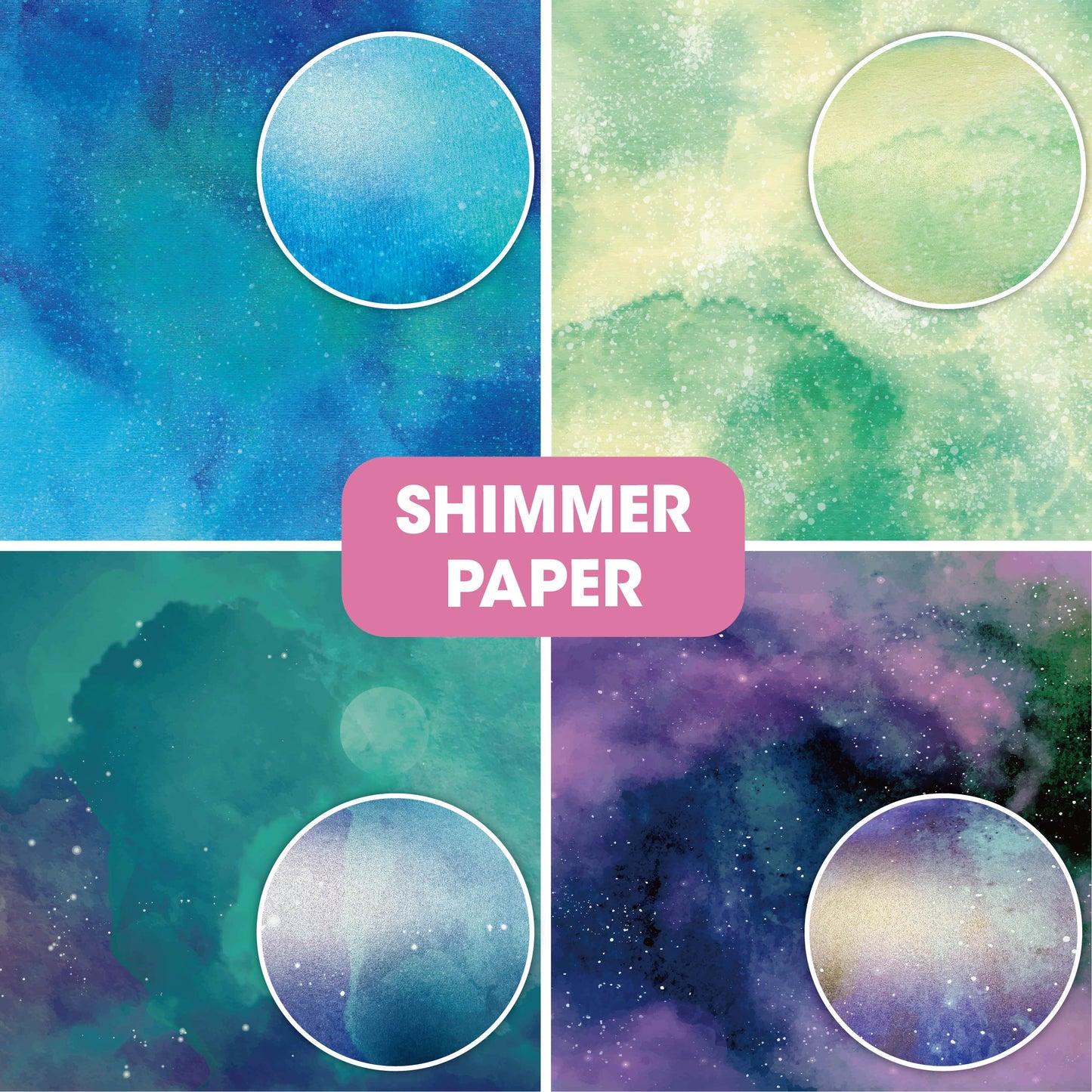 Desecraft Shimmer Watercolor 12x12 in Double Sided Paper Pad Pack Scrapbook Cardstock Decorative Paper - 36 Sheets