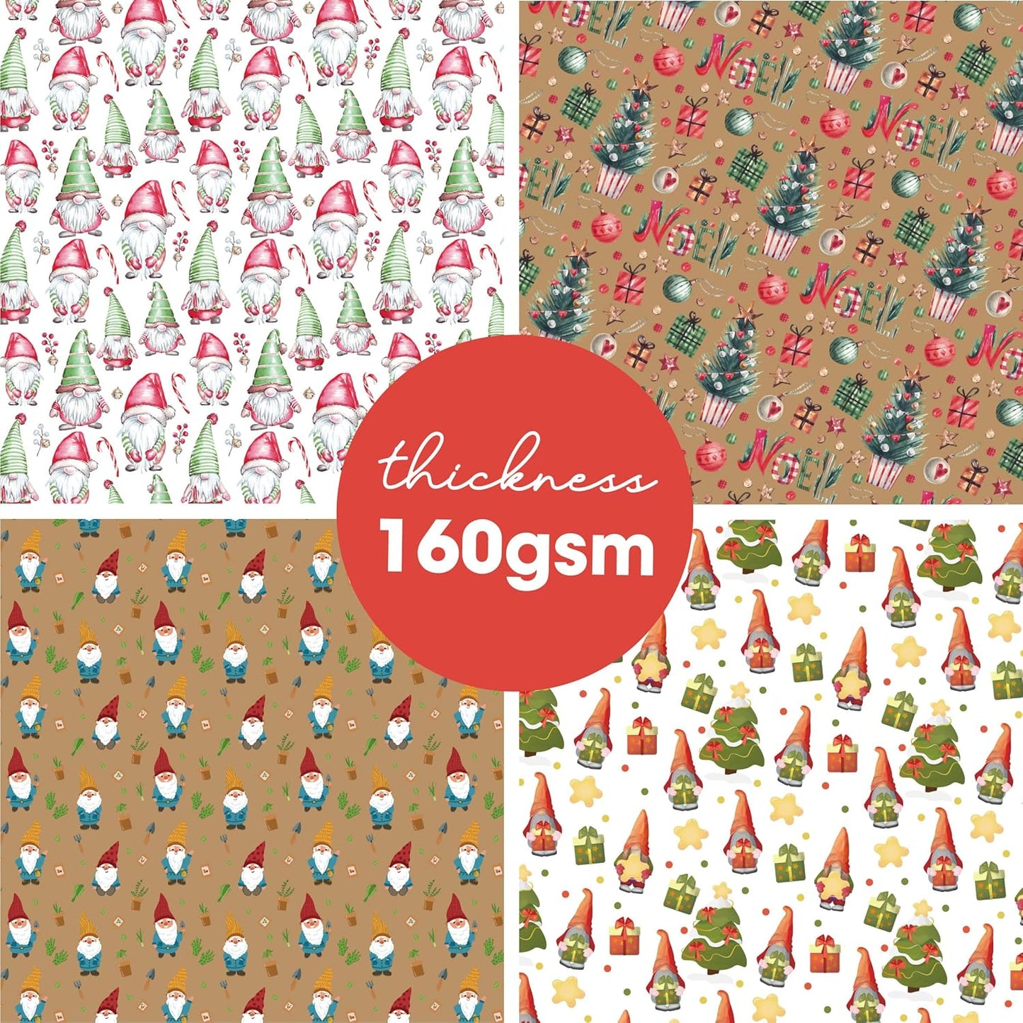 12x12 Gonk Christmas Scrapbook Cardstock Decorative Paper for Card Making Journaling Planner Origami Decorative Scrapbook Paper